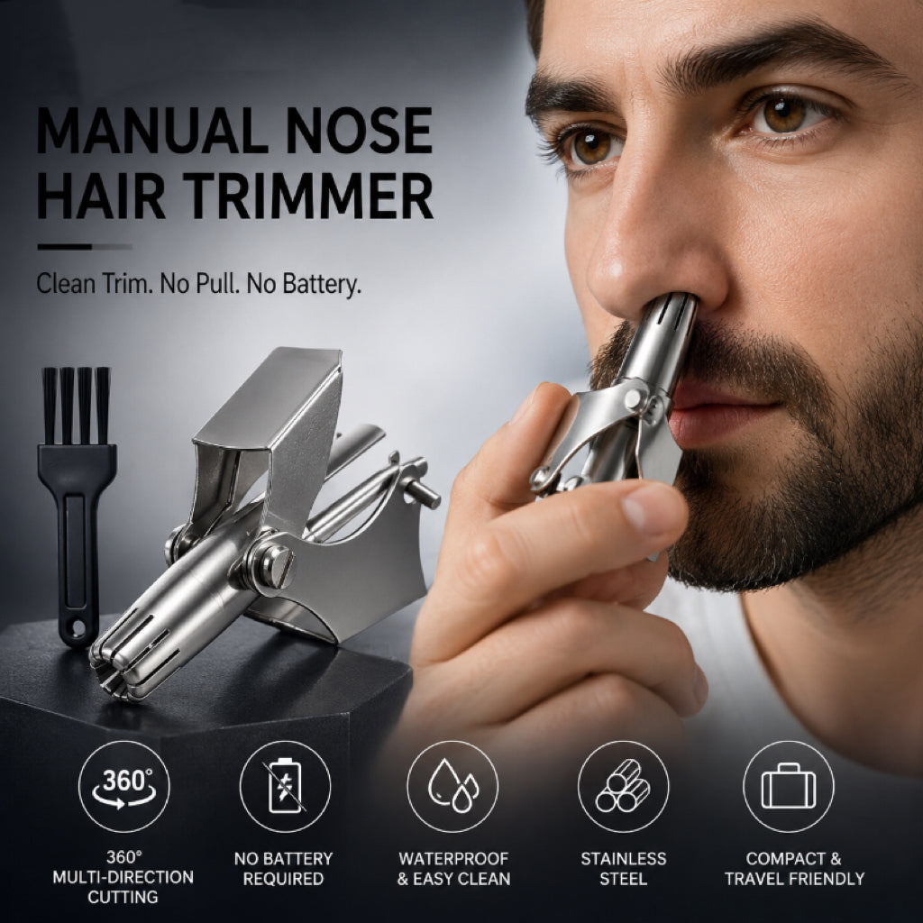 DAILYARD™ Manual Nose Hair Trimmer – Stainless Steel 360° Trimmer, Waterproof & No Battery Required