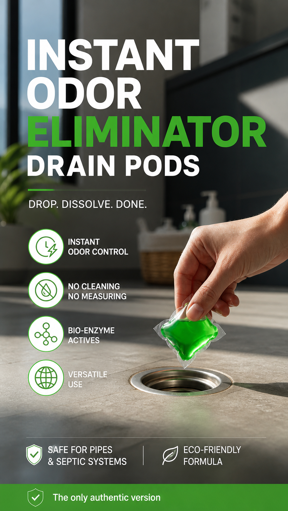 ⭐🥳2026 HOT SALE🥳💞50K+ SOLD!｜Drain Deodorizer Pods – Bio‑enzyme formula neutralizes smells at the source. Instant fresh scent, no harsh chemicals. Say goodbye to embarrassing odours. 🚰✅