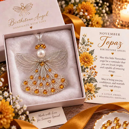 ⏳ Last Day 49% OFF – 👼Handmade Birthstone Angel Wire Ornament |12 Meaningful Birthstone Colors with Keepsake Card ✨