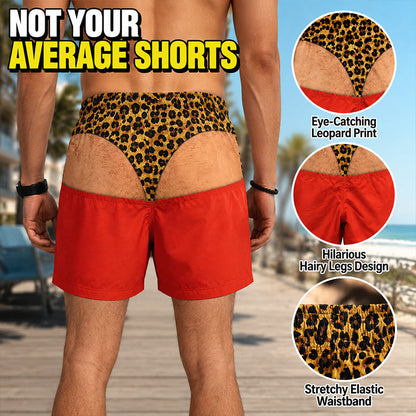 🩳 Novelty Prank Swim Trunks -- Leopard Print Beach Shorts
