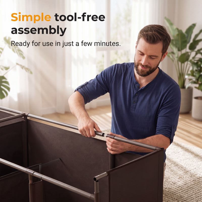 🧥49% OFF NOW! Easy‑to‑Assemble Portable Non‑Woven Fabric Wardrobe, Large‑Capacity Freestanding Closet, Sturdy Frame, Multi‑Compartment Storage for Clothes, Bedding & Household Items