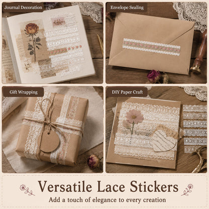 ✨✂️ Vintage Long-Strip Sticker Pack-Add a soft, timeless touch to your journals & gifts! 📓