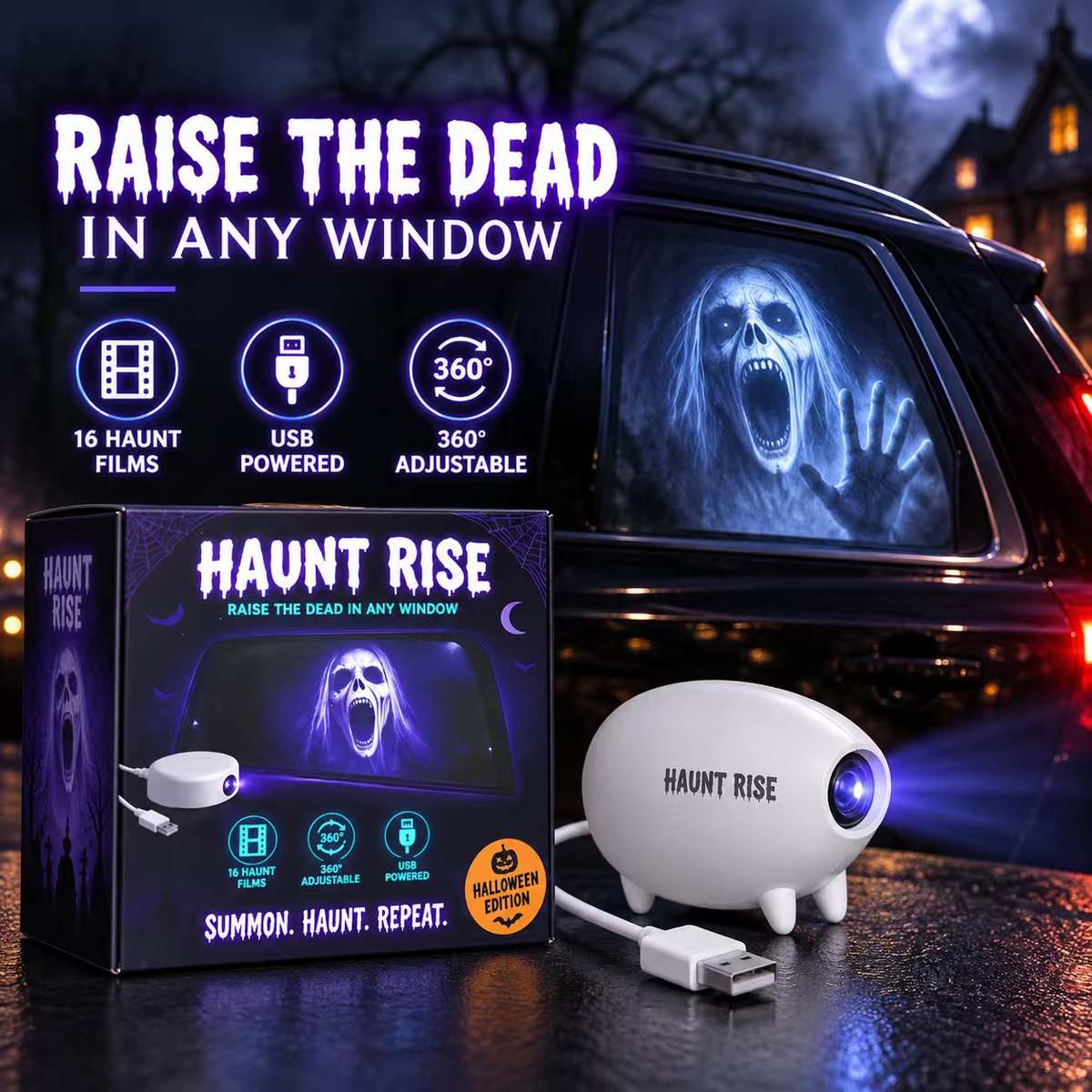 🎃 👻 Haunt Rise Halloween Window Projector-360° Adjustable Stand for Home Decor 🎃(✨Buy 2 Free Shipping)