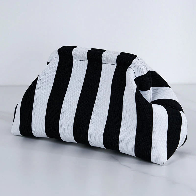 👜 Women's Striped/diamond Dot Cloud Handbag, Clip-Top Crossbody Bag