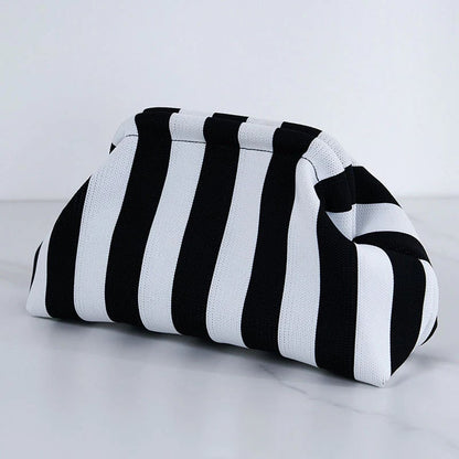 👜 Women's Striped/diamond Dot Cloud Handbag, Clip-Top Crossbody Bag
