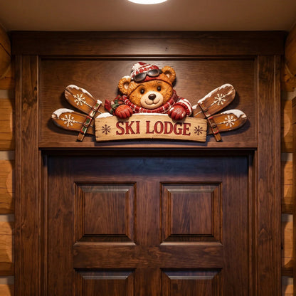 ❄️🎿 | Rustic Winter Mountain Cabin Door Frame Decor, Christmas Above-Door Wall Sign, Seasonal Porch Home Ornament