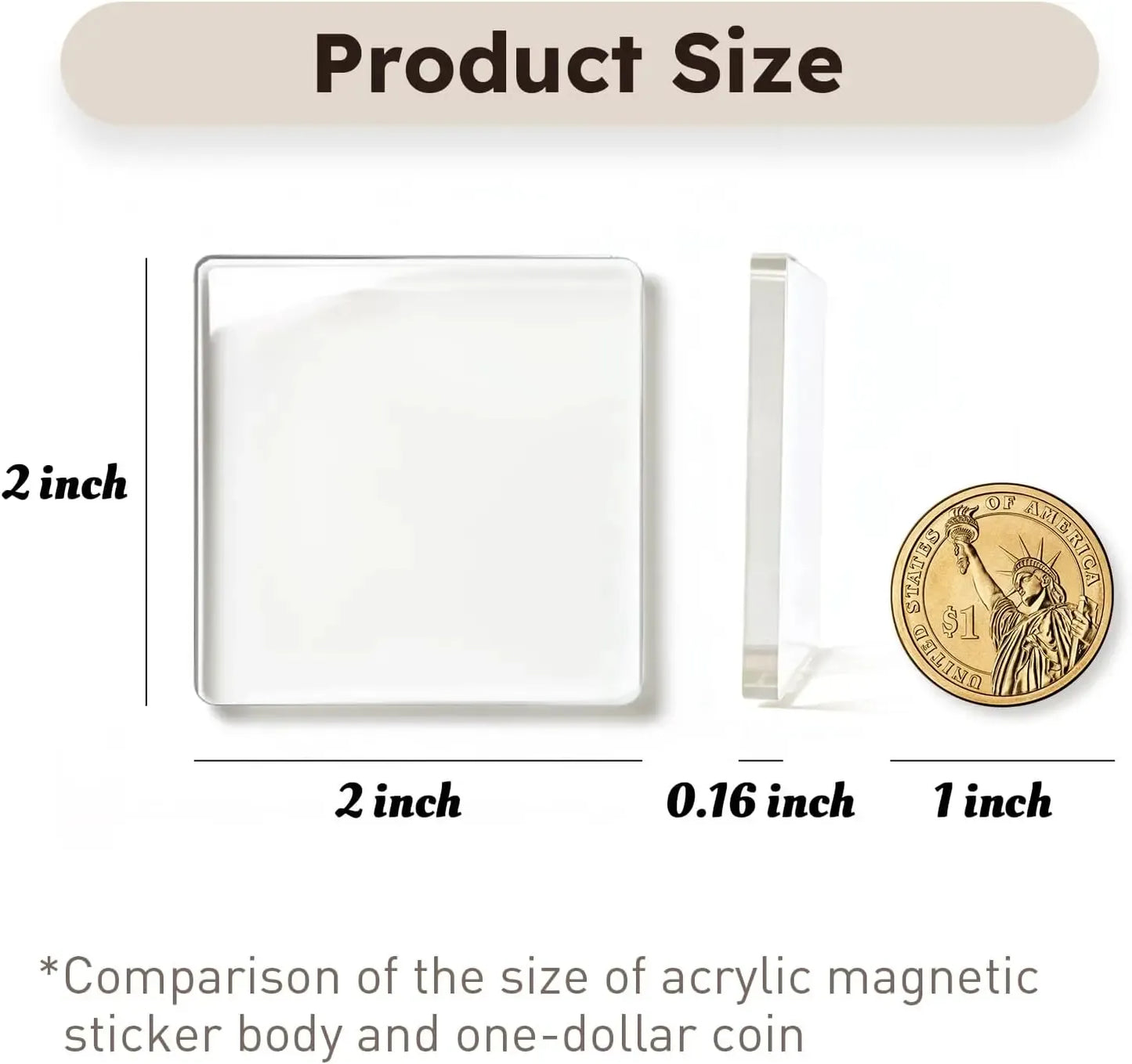 🎞✂10 Pack  2" x 2" Clear Acrylic DIY Fridge Magnet Set with Adhesive Backing – Square Magnetic Photo Frames with Stunning 3D Effect 💕