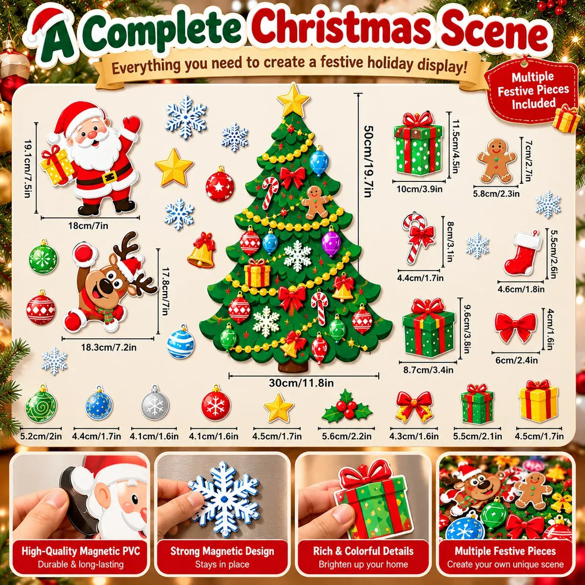 ⏳ Last Day 49% OFF – 🎄DIY Magnetic Christmas Fridge Decor | Reusable Tree & Holiday Magnets for Family Fun 🧲
