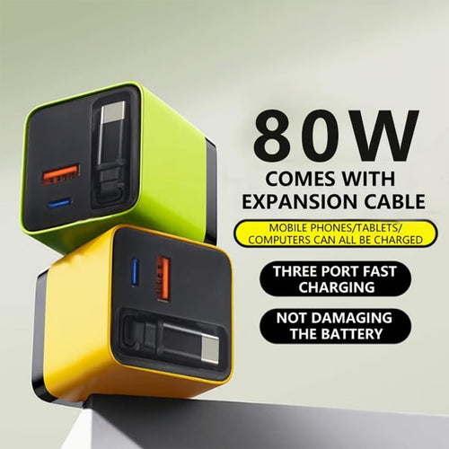 ✨3 in 1 Charger Retractable 80W MAX Fast