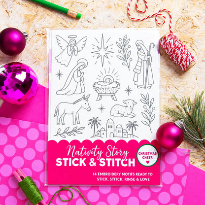 🎄Christmas Stick & Stitch Embroidery Pattern Pack – 5 Sheets / 70 Wash-Away Embroidery Motifs🧵