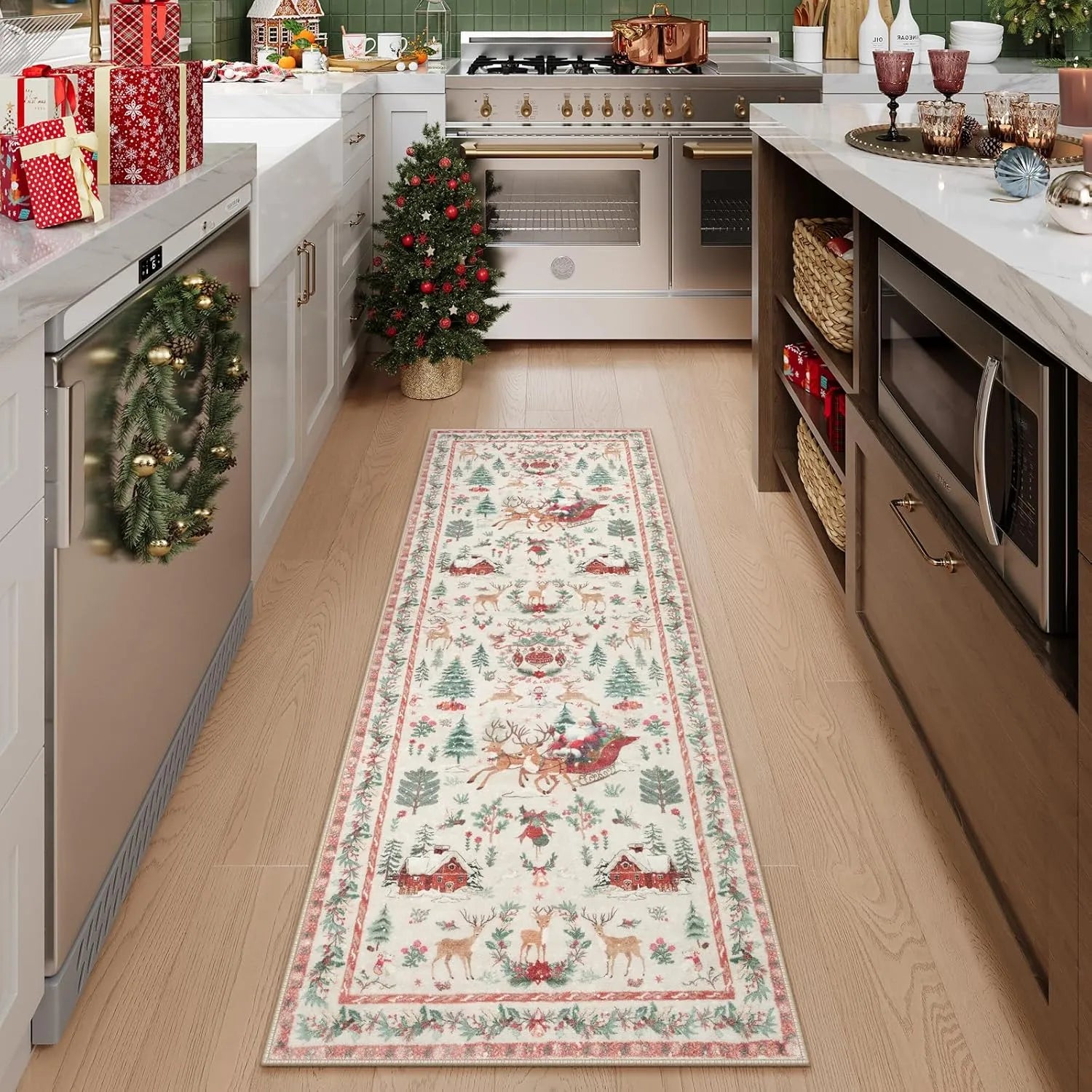 🎄🔥Soft Christmas Tree Santa Claus Carpet Runner
