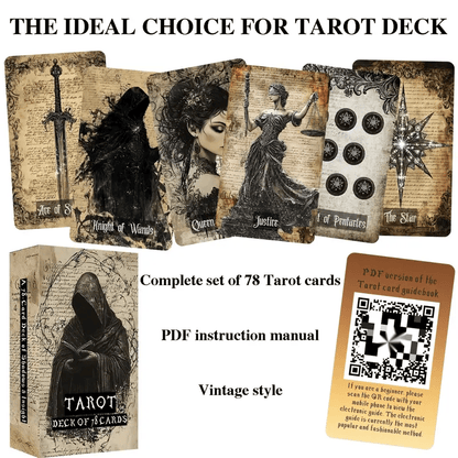 💀🖤Vintage Gothic Tarot Cards Set - 78 Tarot Cards Deck