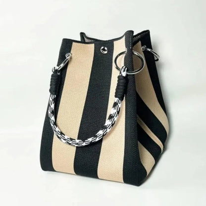 🏆👜 Limited-Time Sale: 43% OFF 🌴 Boho Striped Knit Bucket Handbag for Women – Handmade Summer Beach Shoulder Bag
