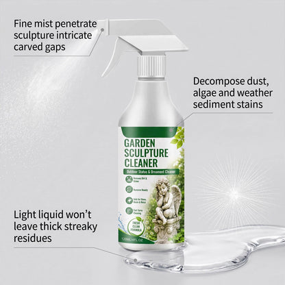 Garden Sculpture Ornament Cleaner✨ Outdoor Stone Resin Metal Decor Algae & Stain Remover Spray With Cleaning Cloth