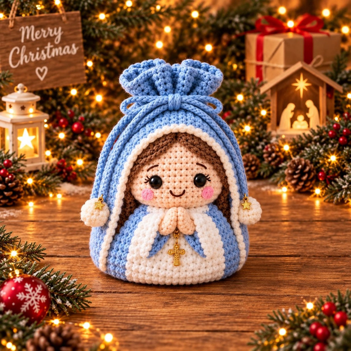 🎄 Christmas Crochet Character Gift Pouch | Reusable Drawstring Gift Bag — 12 Festive Designs