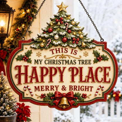 🎅Last Day 49% OFF – Christmas Happy Place Hanging Sign