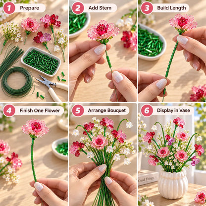 🏆Limited Time Sale 49% OFF 🌼✨DIY Beaded Wildflower Bouquet Kit – Handmade Crystal Flower Craft Set🌸✨