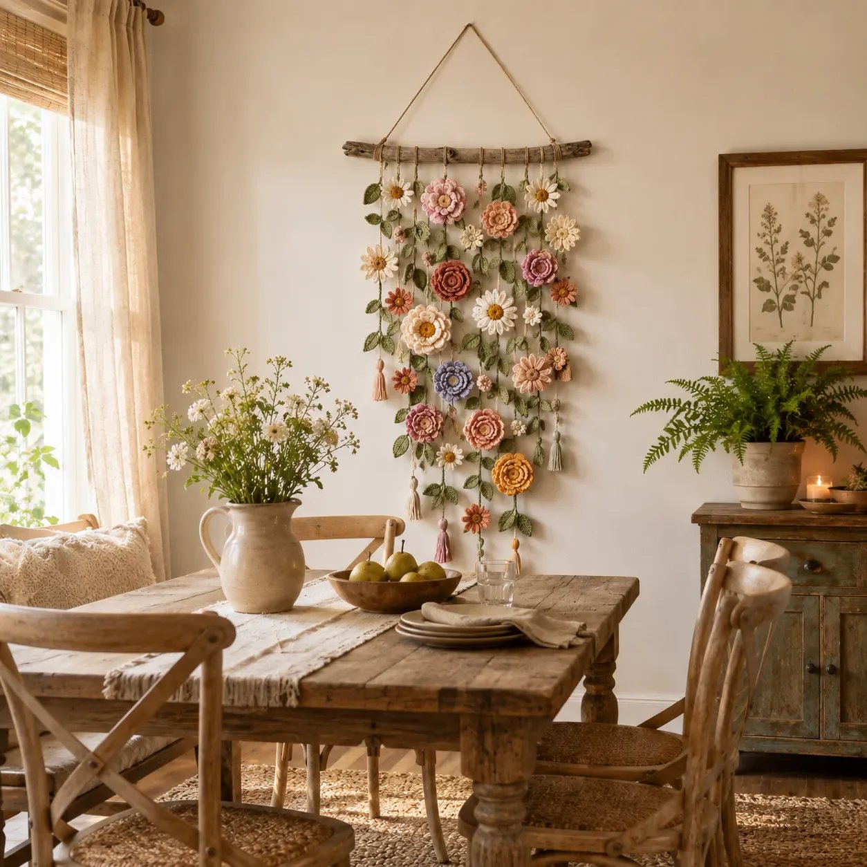 🔥🎁Boho Crochet Flower Wall Hanging Decor