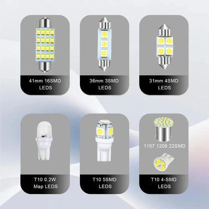 Super Bright White Interior Car Lights Kit Set