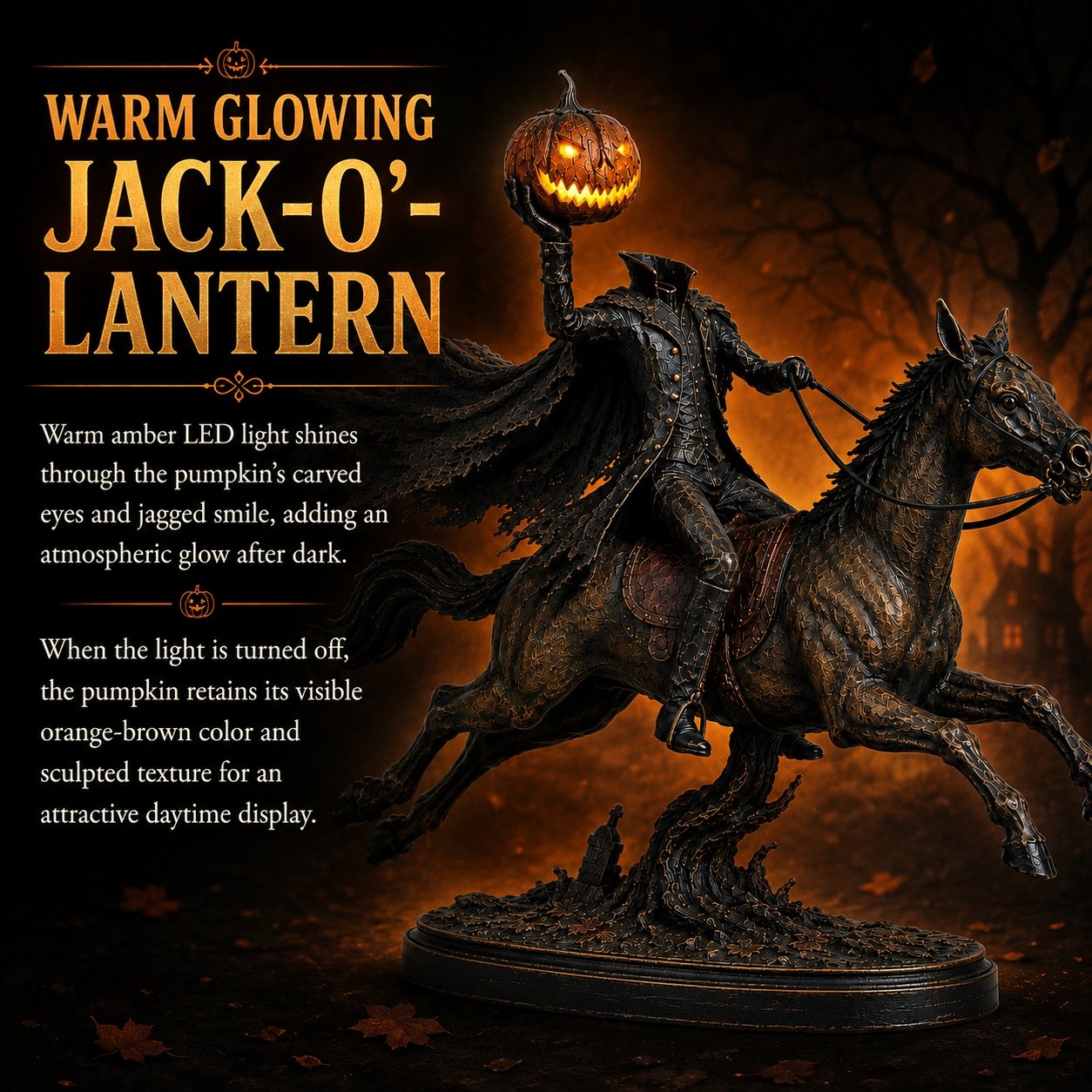 ⏰Last Day Buy 2 Save 10% - 🎃🏇Midnight Chase Headless Horseman Statue | Awaken the Legend of the Hollow(✨Same as the video)