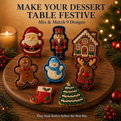 🎄8-Design Christmas Mini Pie Mold Collection| Reusable Embossed Molds
