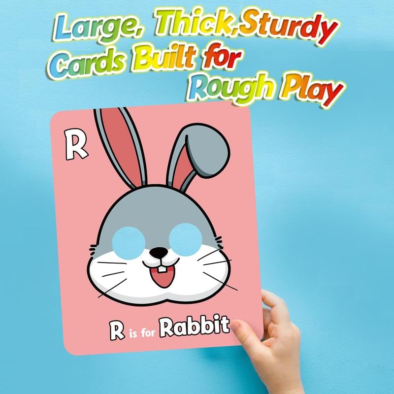 ✨🔥26 Pcs Alphabet ABC Flash Cards with Animal Masks