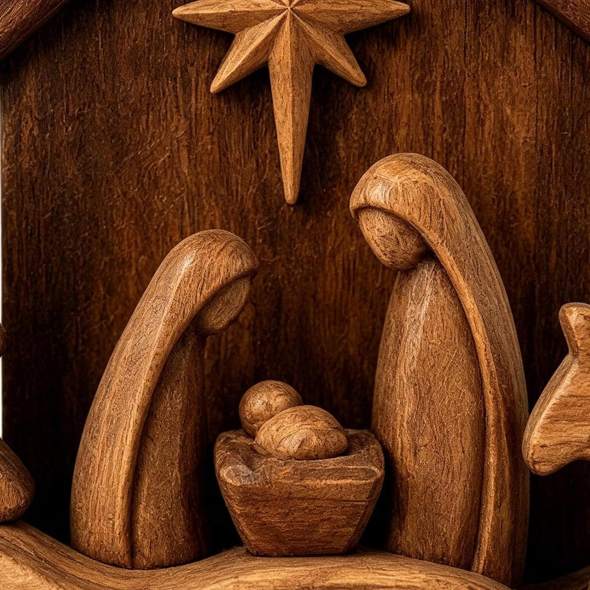 ✨ Christmas Nativity Keepsake — Rustic Wooden Holy Family Scene for Home & Mantel