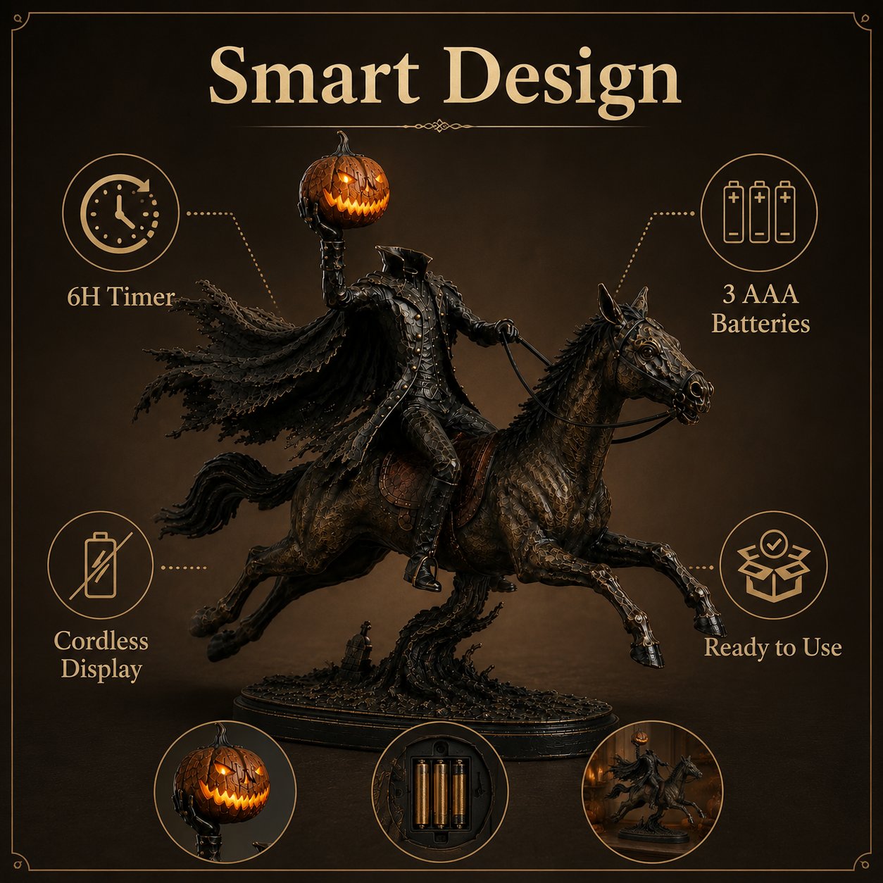 ⏰Last Day Buy 2 Save 10% - 🎃🏇Midnight Chase Headless Horseman Statue | Awaken the Legend of the Hollow(✨Same as the video)