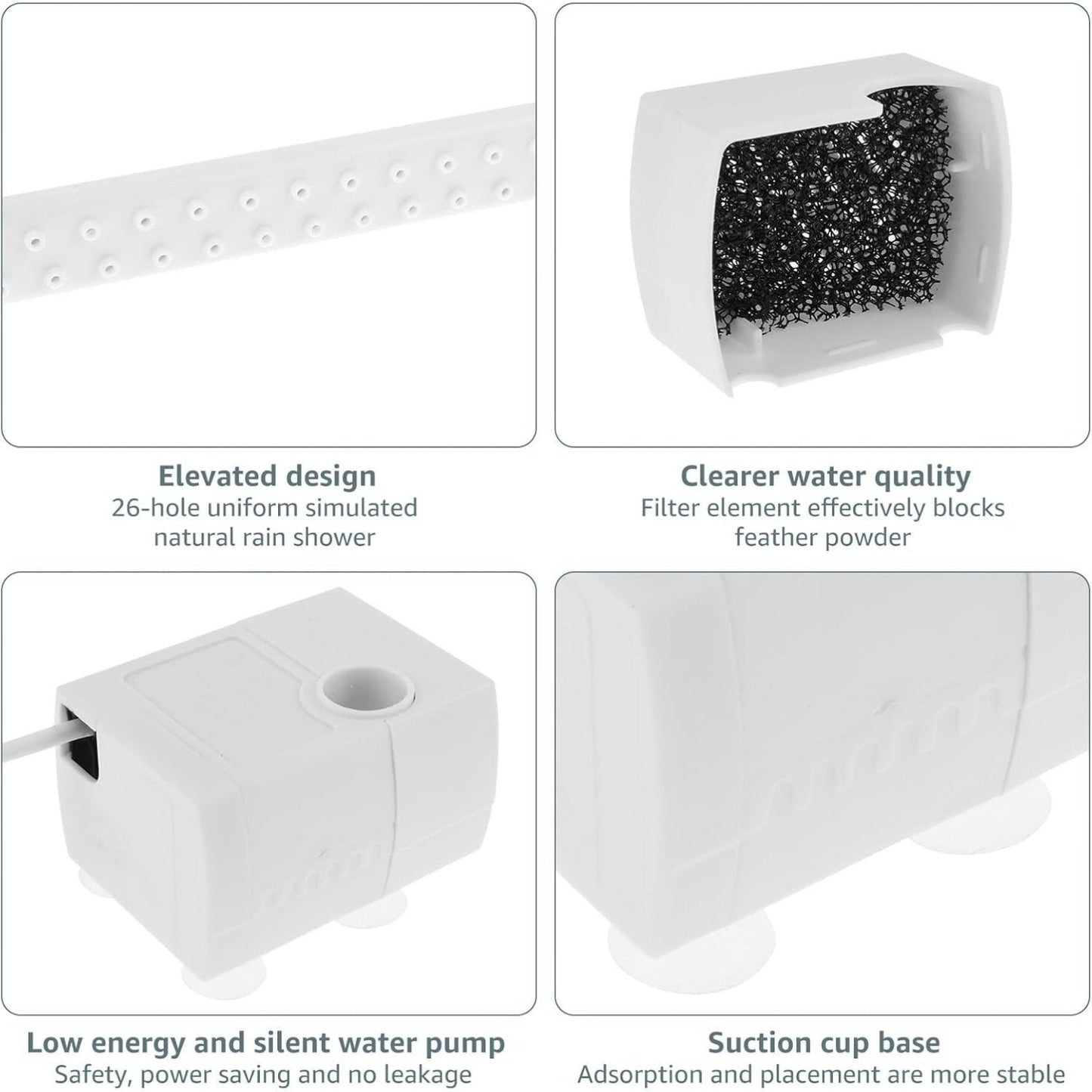 🦜💦Automatic ABS Bird Bath Shower, Parrot Bathtub with Circulating Faucet for Pet Bird