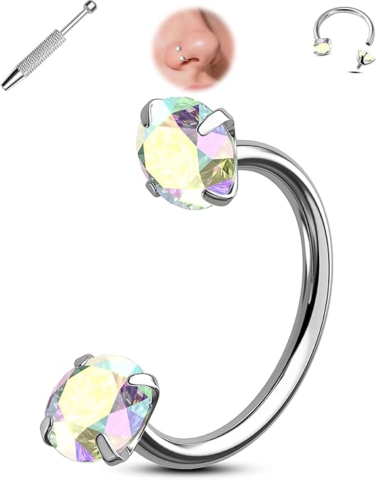 Buy 1 Get 1 Free⏰Horseshoe Gem Nose Ring – Internally Threaded & Comfortable