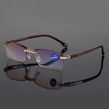 🔥Ultra-lightweight rimless reading glasses with diamond-cut lenses.