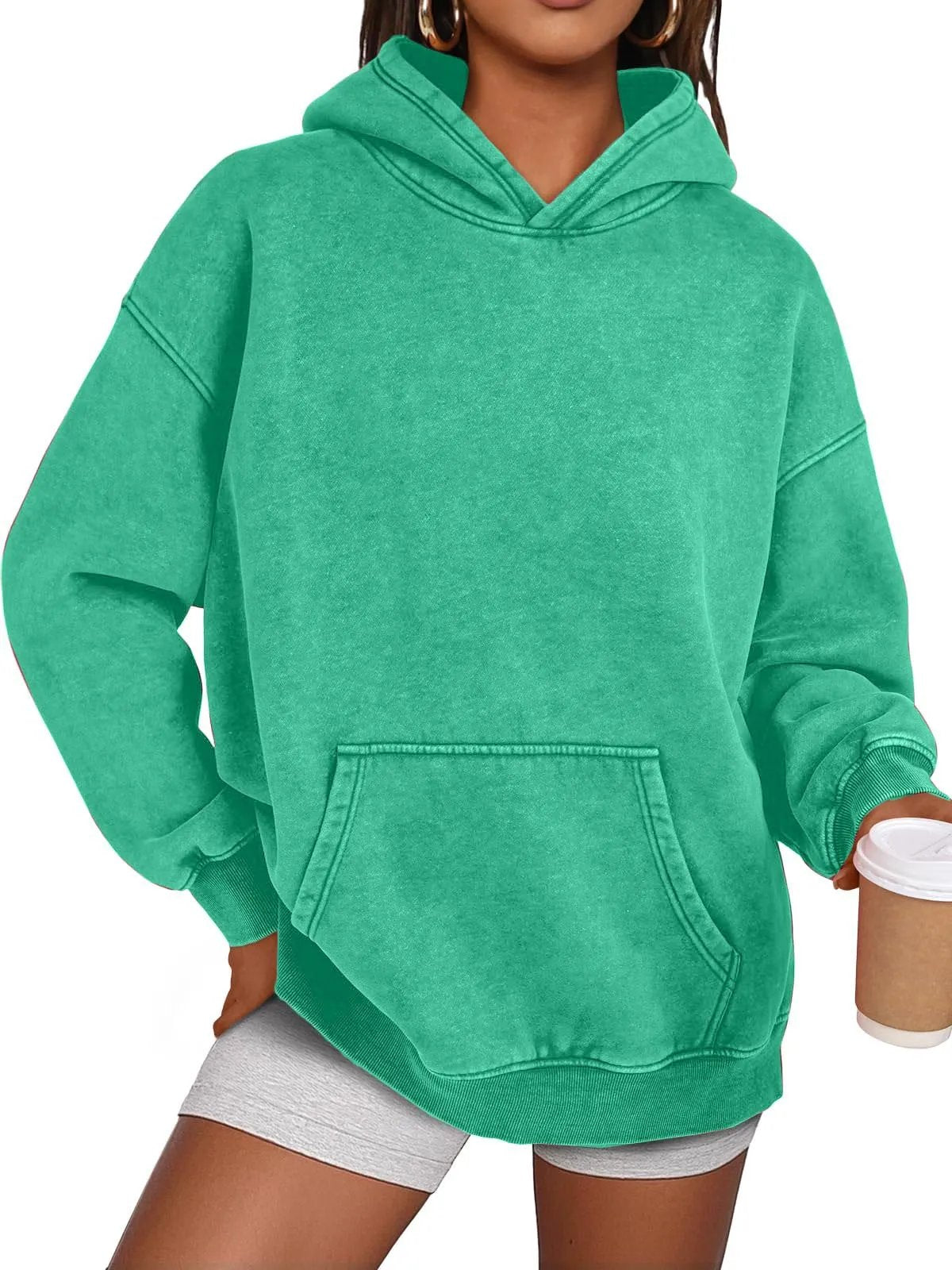 Unisex Casual Oversized Acid Wash Tops Hoodie Pullover