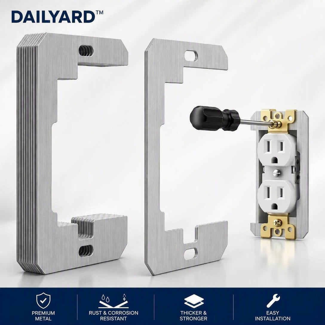 Wall Plate Spacers for Electrical Outlets – Heavy-Duty Metal Outlet Leveling Plates for Loose, Recessed & Crooked Boxes