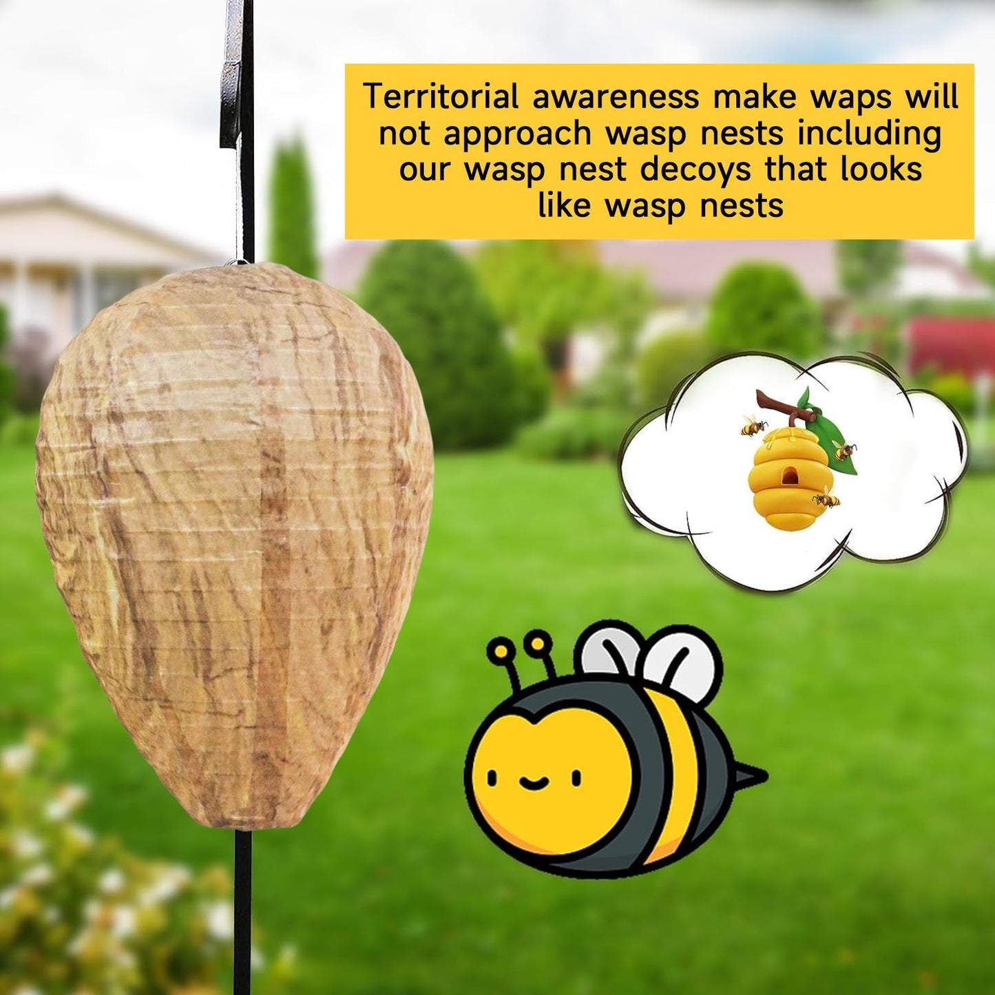 🐝Outdoor Hanging Fake Hornet Nest, Natural Wasp Repellent 👍