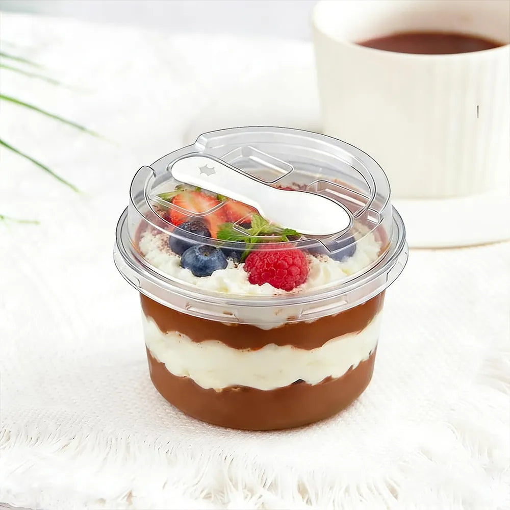 🍨 100 Pack Clear Dessert Cups with Lids & Spoons