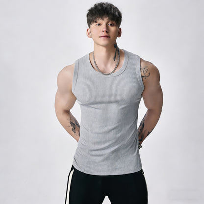 🔥Men's  Wide Strap Ribbed Tank Top