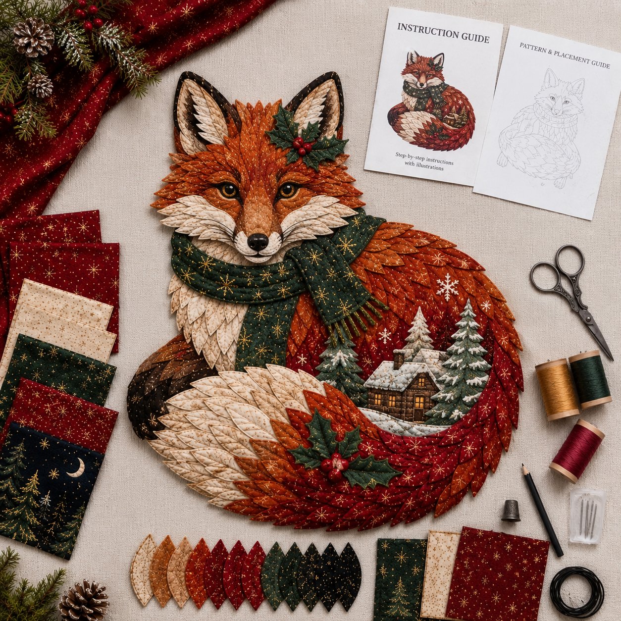 🔥Last Day 49% OFF - 🎄🎅Christmas Woodland Wildlife DIY Patchwork Kit – ✨Create a Festive Handmade Keepsake (📦Buy 2 Free Shipping)