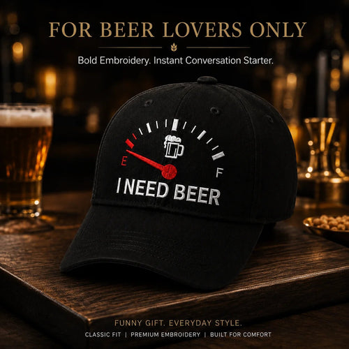 🍺 ‘I NEED BEER’ Embroidered Baseball Cap – Unisex Memorial Hat🧢 100% Cotton