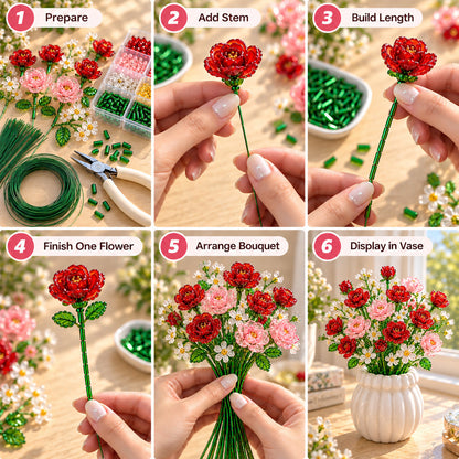 ⏳ Last Day 48% OFF –🌼✨DIY Beaded Wildflower Bouquet Kit – Handmade Crystal Flower Craft Set🌸✨