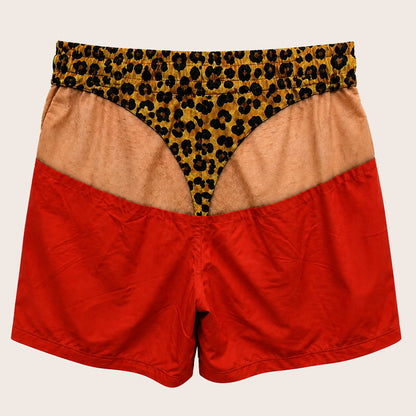 🩳 Novelty Prank Swim Trunks -- Leopard Print Beach Shorts