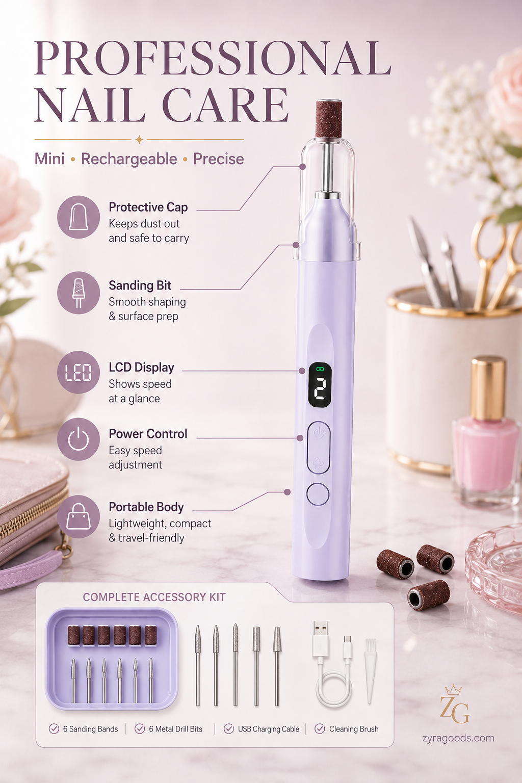 💅 Last Day Special Price £9.99 ! ✨Portable Multifunctional Electric Nail Drill