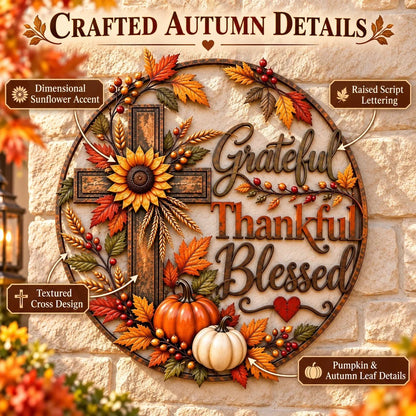 🍂 Grateful • Thankful • Blessed™ Fall Faith Wall Decor ✝️🌻