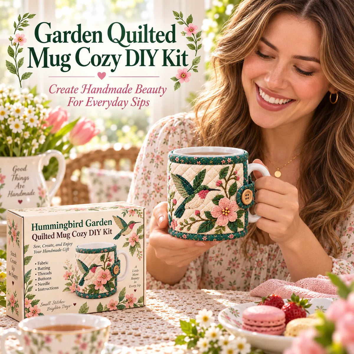 🌸Garden Quilted Mug Cozy DIY Kit