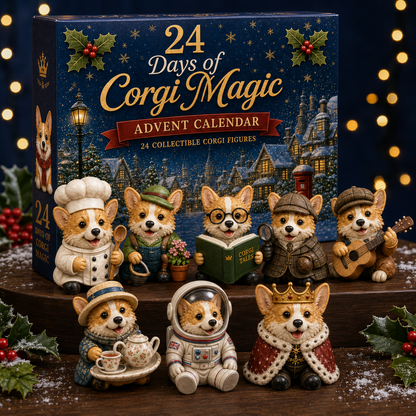 🎅2026 British Corgis Blind Box - 24‑Day Festive Countdown, Corgi Figurines Blind Box - Gift For Corgi Lovers