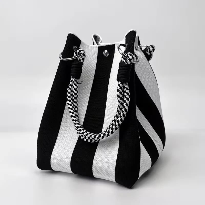 🏆👜 Limited-Time Sale: 43% OFF 🌴 Boho Striped Knit Bucket Handbag for Women – Handmade Summer Beach Shoulder Bag