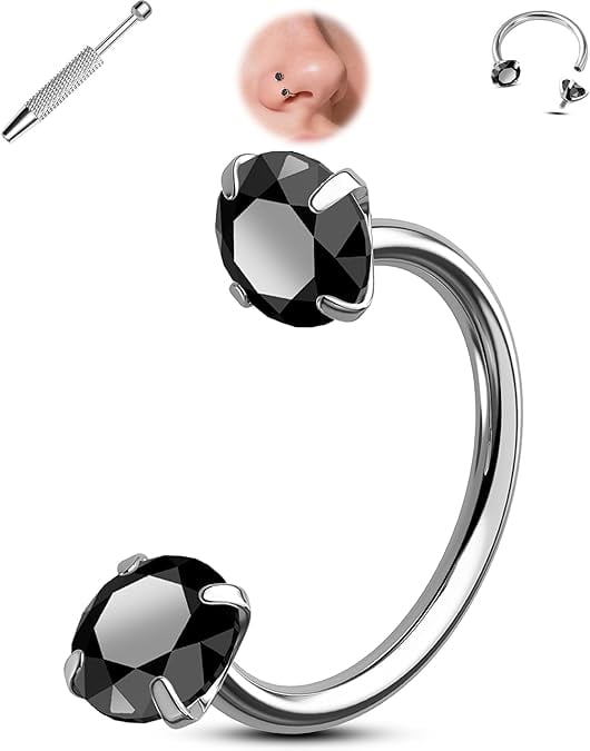 Buy 1 Get 1 Free⏰Horseshoe Gem Nose Ring – Internally Threaded & Comfortable