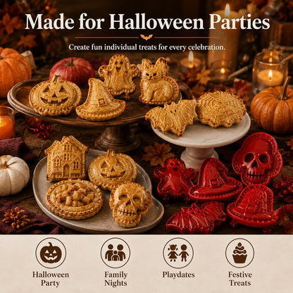 👻 Halloween Mini Pie Molds (Set of 8) – Easy Spooky Baking with Kids for Party Treats!