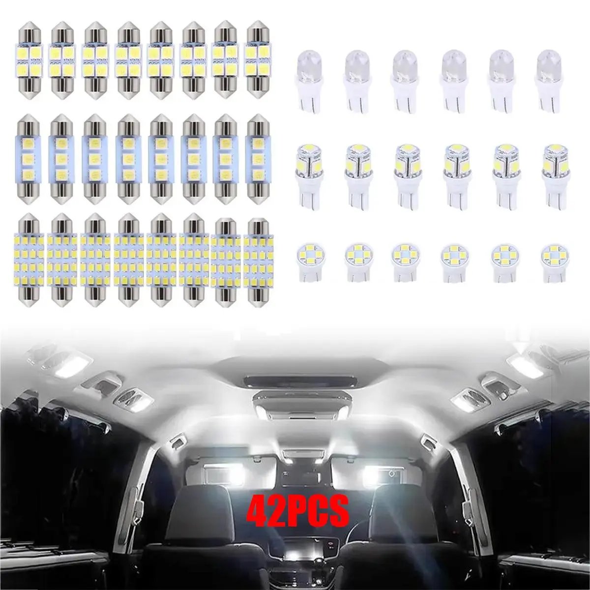 Super Bright White Interior Car Lights Kit Set