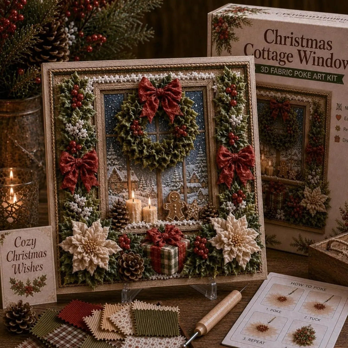 🔥HOT SALE 49% OFF 💥🎄 3D Christmas Fabric Poke Art DIY Craft Kit