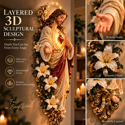 🔥LAST DAY 49% OFF - ✨ Sacred Heart of Jesus 3D Lighted Wall Décor